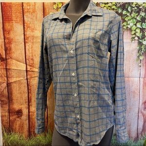 Frank & Eileen Barry Gray Blue Flannel Shirt L